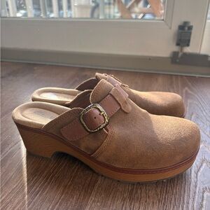 Clarks Tan Suede Women's Mules